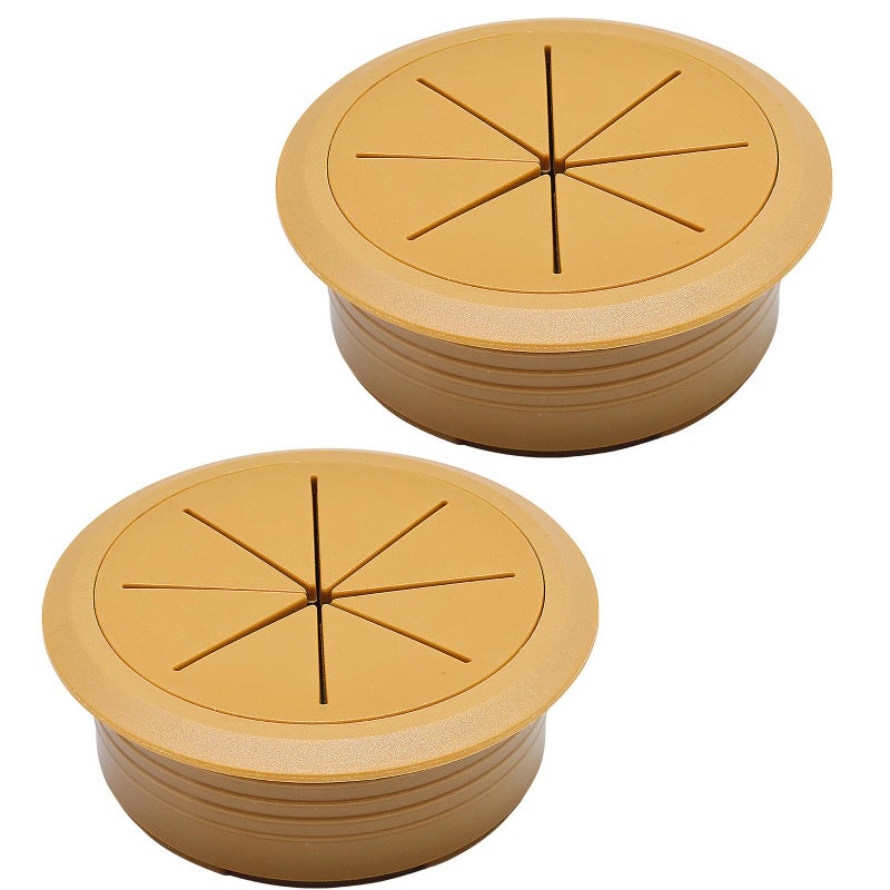 BOPOREAE Desk Grommet 2"" (50 mm), Desk Hole Cover for Cables Brown, Cable Grommet ABS Plastic, Desk Hole Grommet for Office and Home Table Cable, Detachable & Flexible Cable Cord Organizer-2 Pcs - Image 1